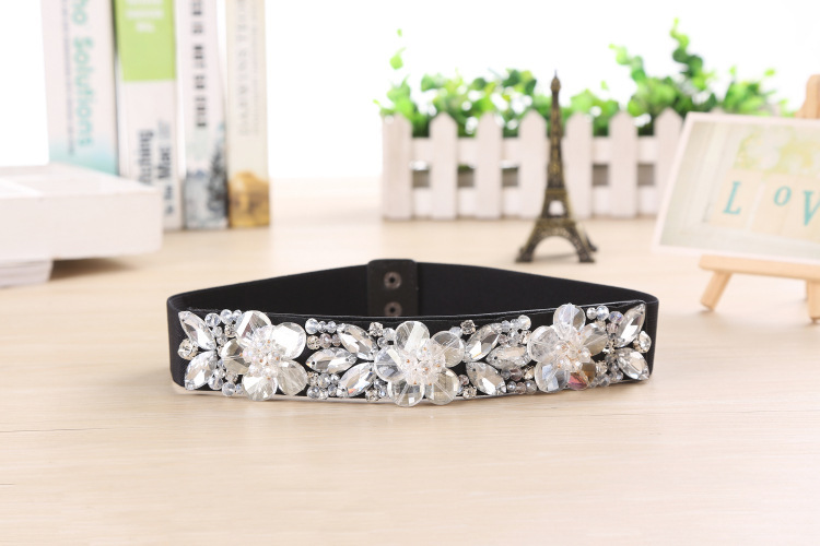 Rhinestone Crystal Waist Womens Elastic Belts
