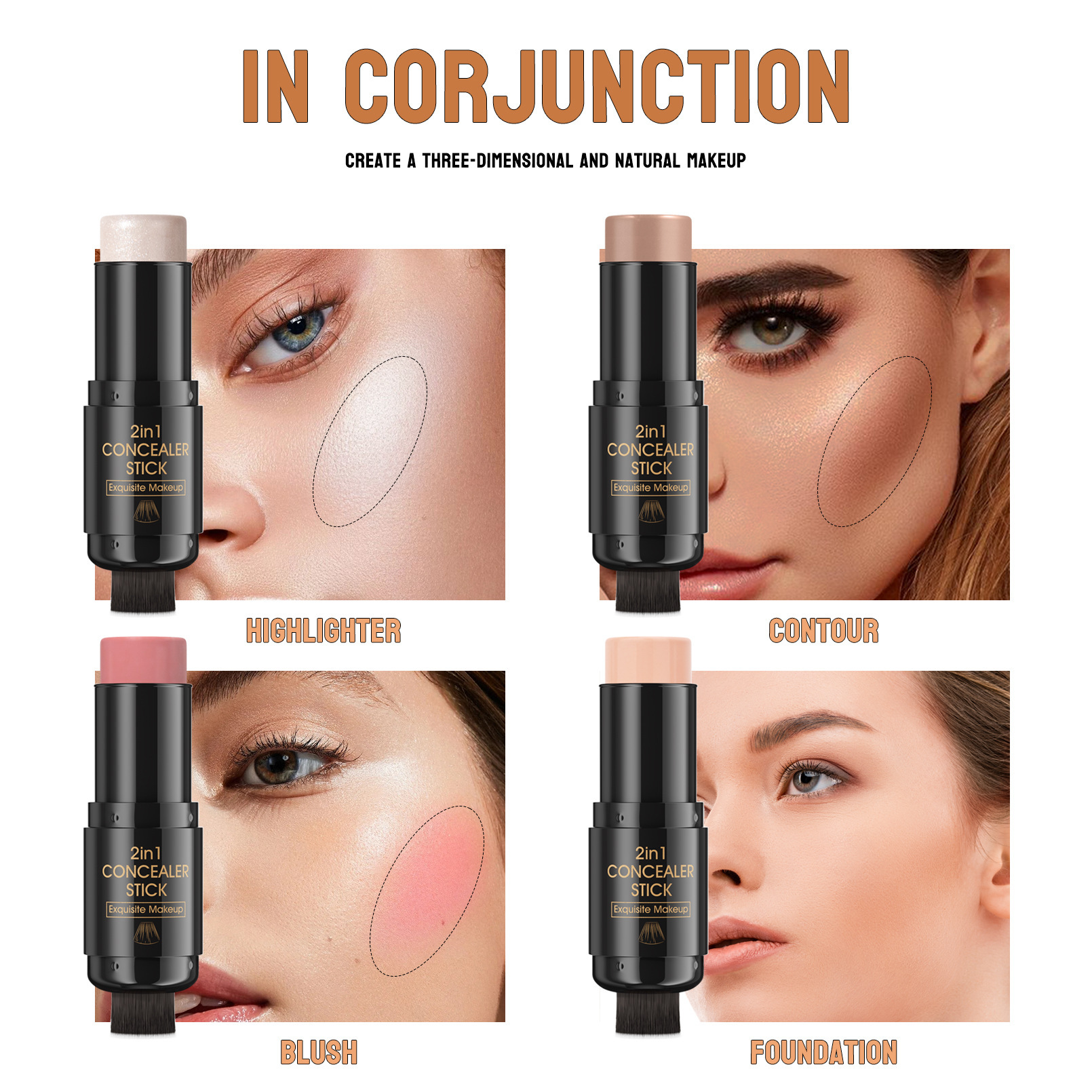 Double-headed Blush Contour Stick With Brush - Image 3