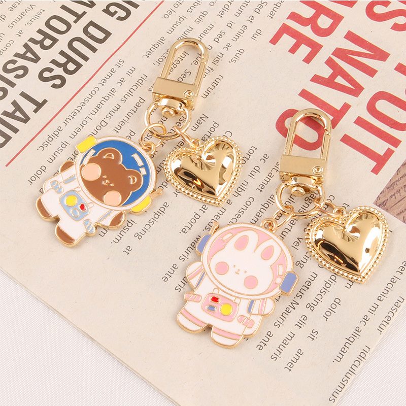 Cartoon Space Rabbit Bear Keychain Pendant