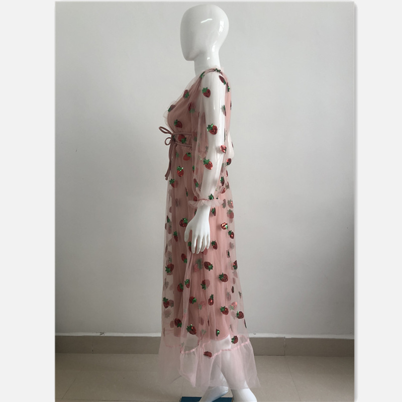 Long-sleeved Sequin Embroidery Dress With Ruffles - Image 6