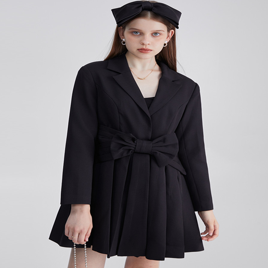 French Little Fragrant Bowknot Black Dress - Image 3