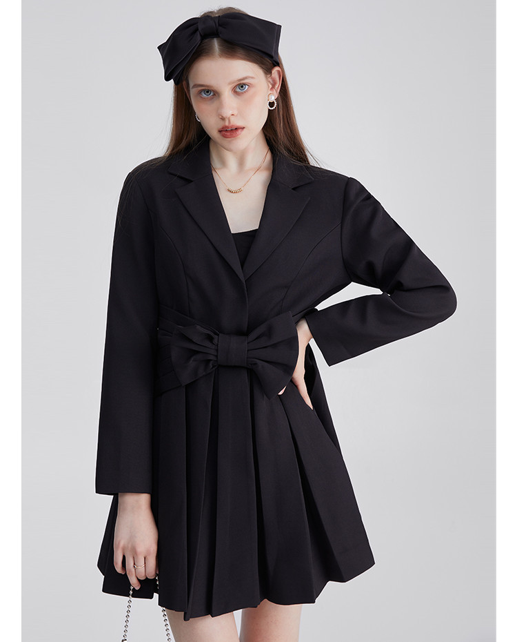 French Little Fragrant Bowknot Black Dress - Image 5