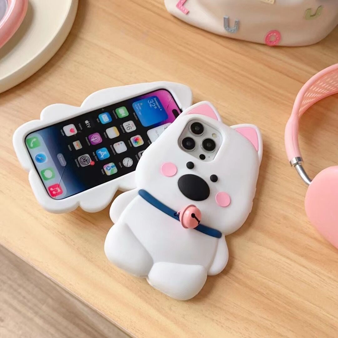 Cute Bell Little White Dog Phone Case - Image 2