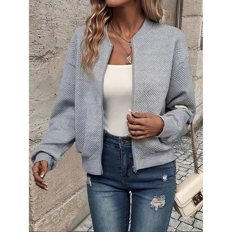 Stand Collar Zip Up Bomber Jacket - Image 10