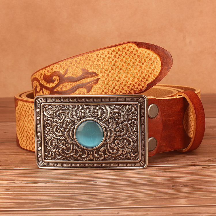 Ethnic Style Carved Leather Belt