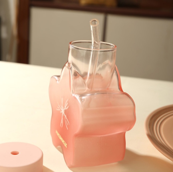 Three-Dimensional Flower Glass Straw Cup - Image 2