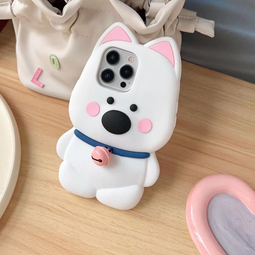 Cute Bell Little White Dog Phone Case - Image 5