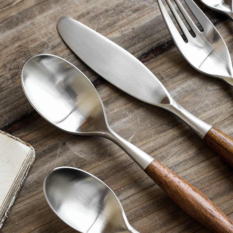 Stainless Steel Log Handle Cutlery Set - Image 3
