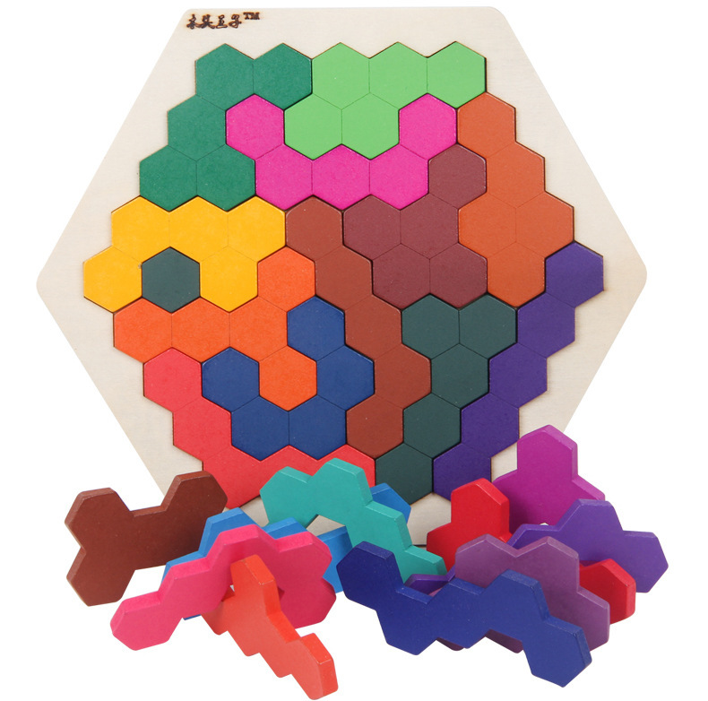 Multi Color Hexagon Building Blocks Board
