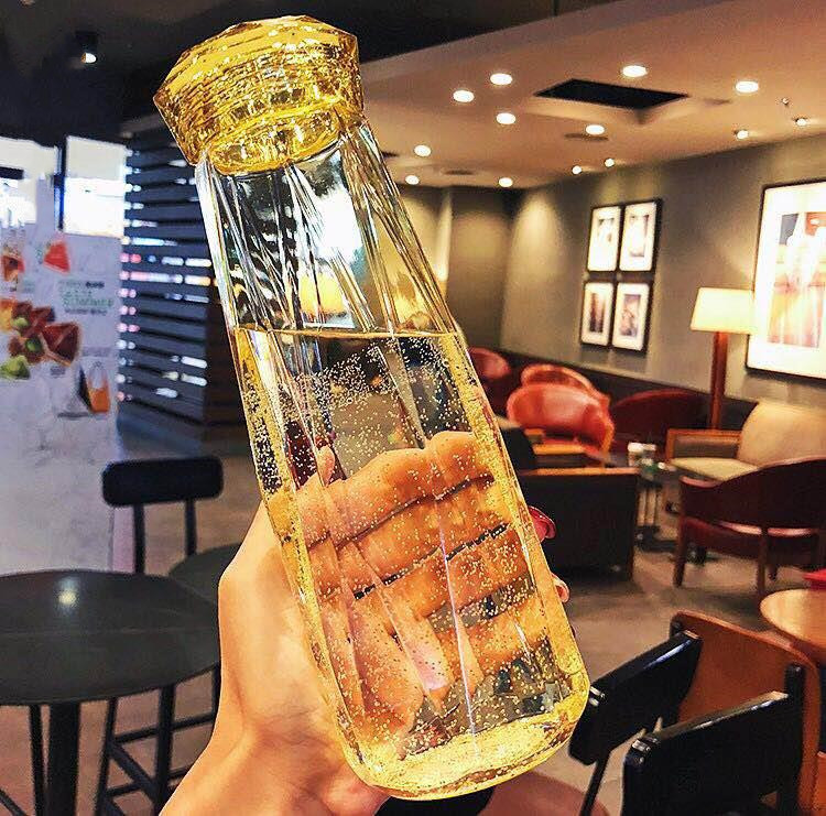 Creative Rhombus Crystal Glass Cup With Lid