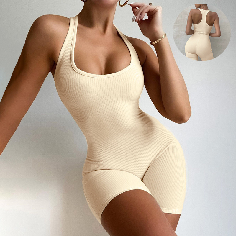 Sleeveless Backless Solid Color Jumpsuit