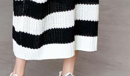 Woolen Skirt Knitwear Loose Striped Long - Image 7