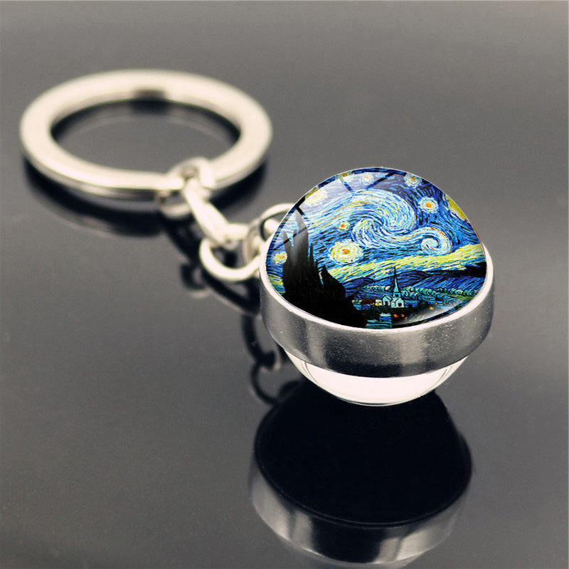 Van Gogh Starry Sunflower Keychain Pendant - Image 7