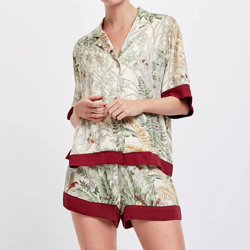 Red Print Comfortable Robe Loungewear Set