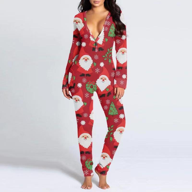 Printed Button Tight Jumpsuit For Women - Image 2