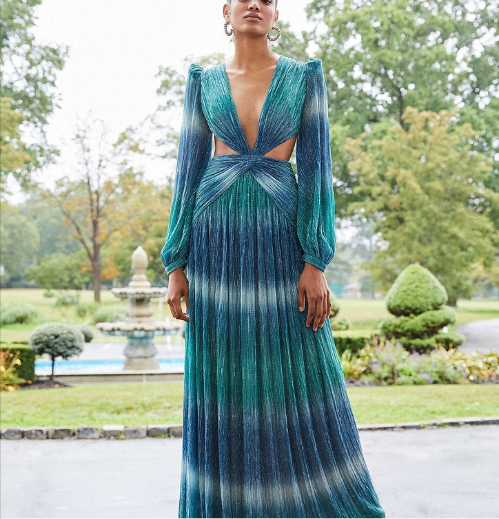 Long-Sleeved Backless Sexy Gradient Dress - Image 3