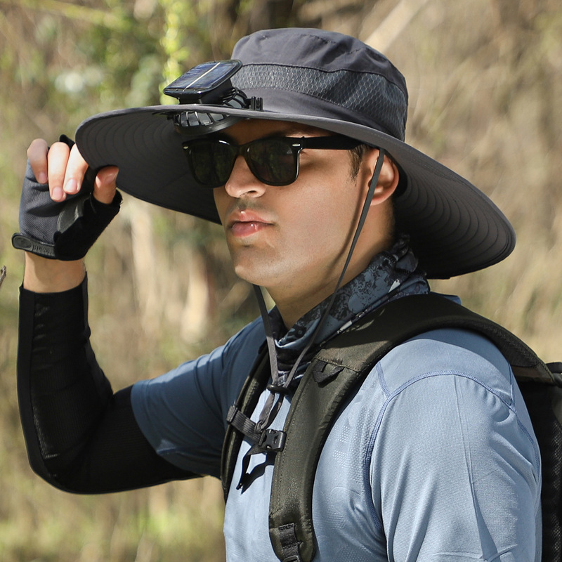 Outdoor Solar Rechargeable Wide Brim Fan Hat - Image 6