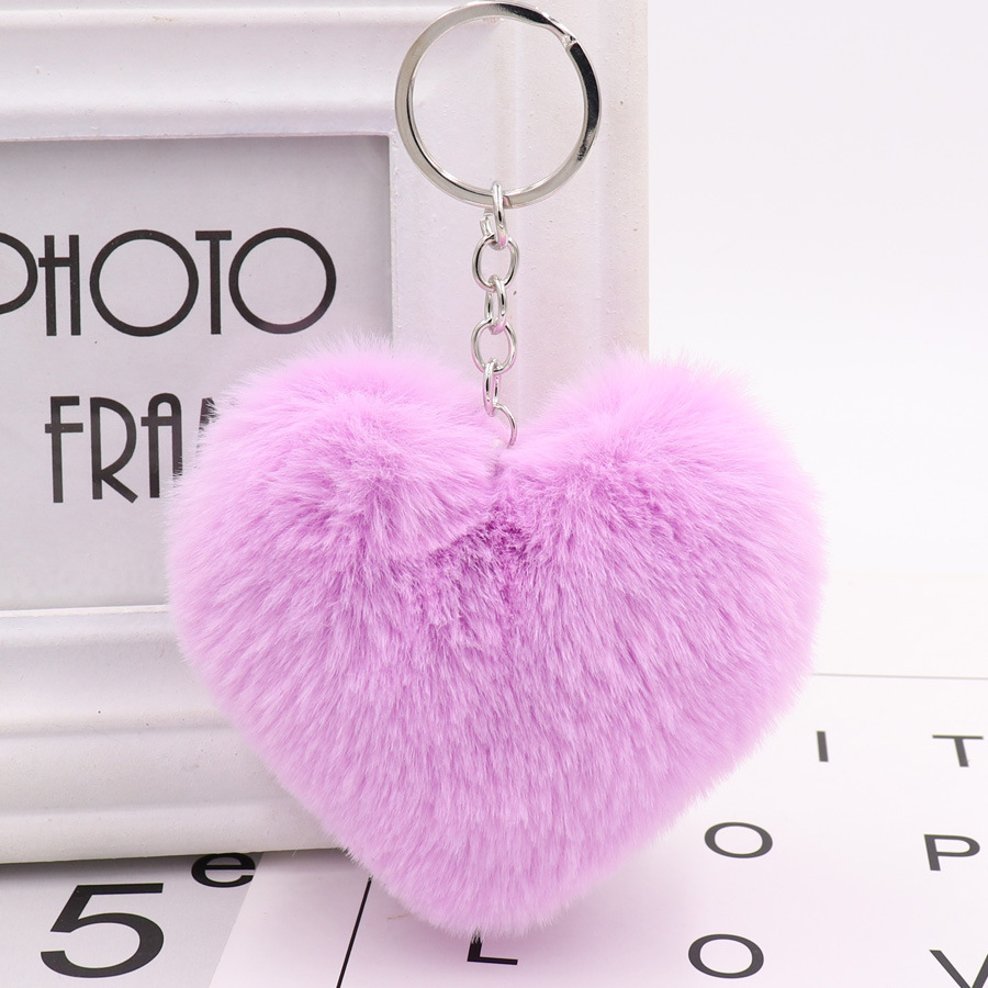 Heart-shaped Fur Ball Keychain Pendant - Image 5