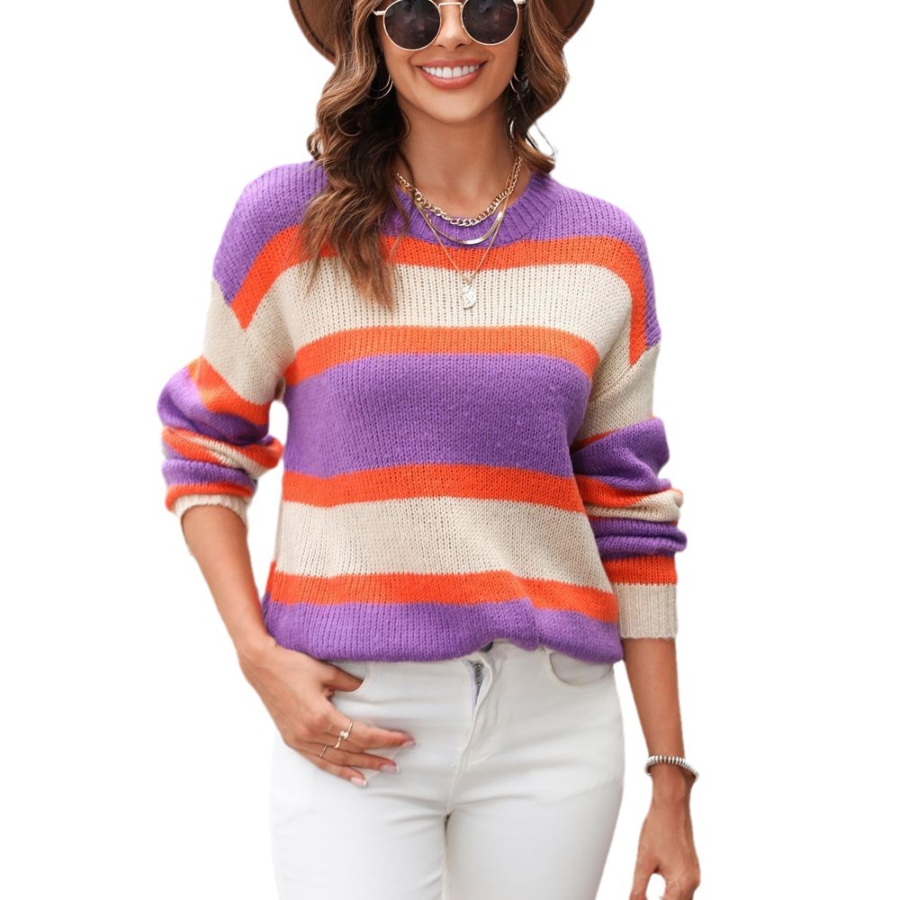 Wide Striped Pullover Base Knitwear Sweater - Image 2