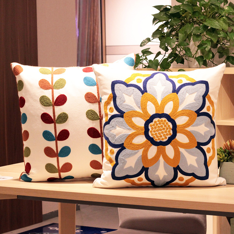 Embroidered Flower Nordic Cushion Cover - Image 5