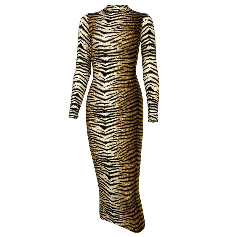 Women's Leopard Print Long-sleeved Slim Dress - Image 2