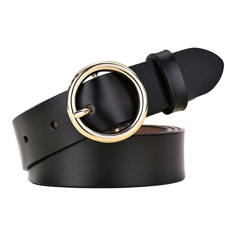 Women's Leather All Match Round Buckle Belt - Image 4