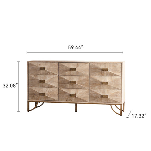 Light Wood 9 Drawers Modern Dressers For Living Room - Image 3