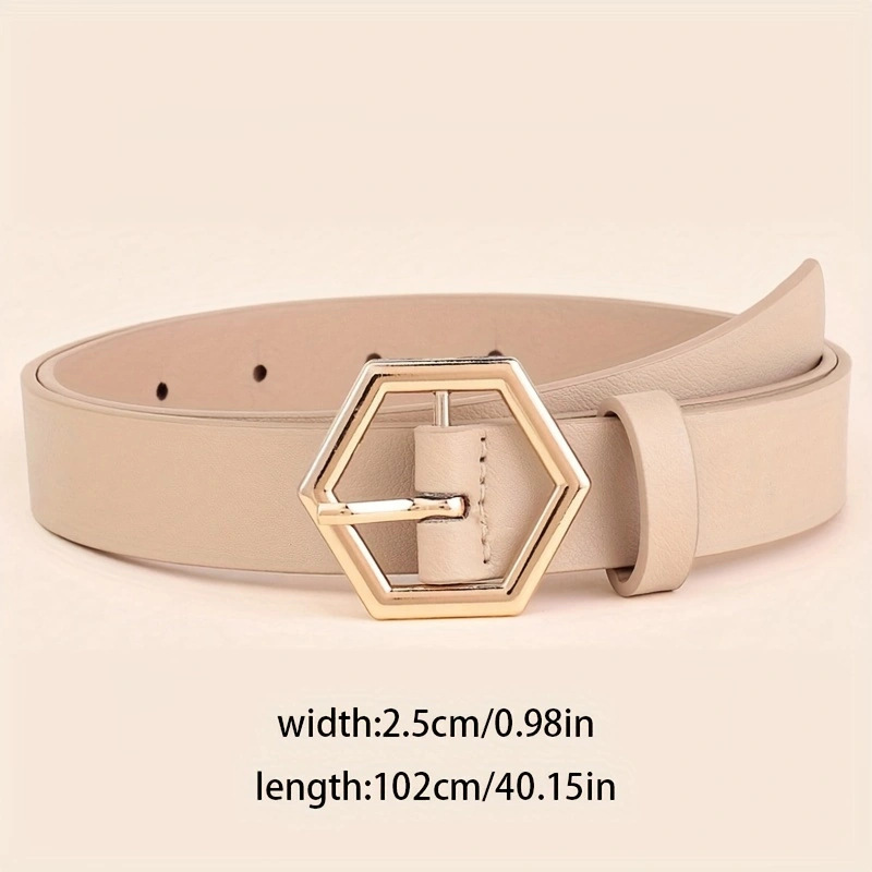 Women's Hexangular Star Irregular Gold Buckle PU Belt - Image 2