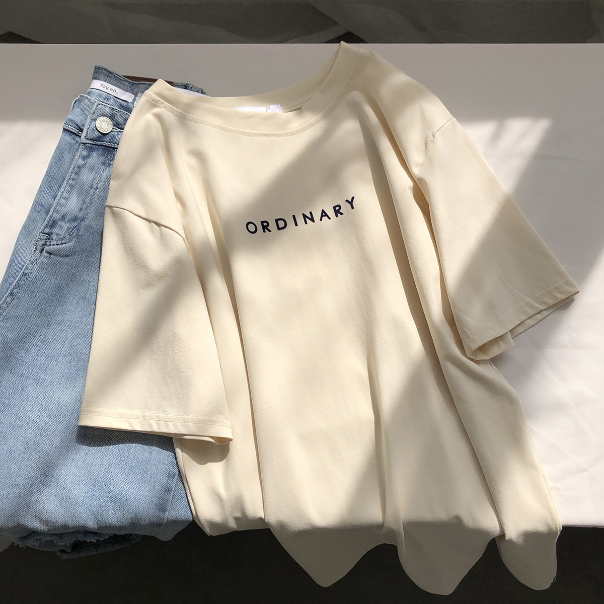 Ins Loose Casual Simple Letter Short-Sleeved Top - Image 3