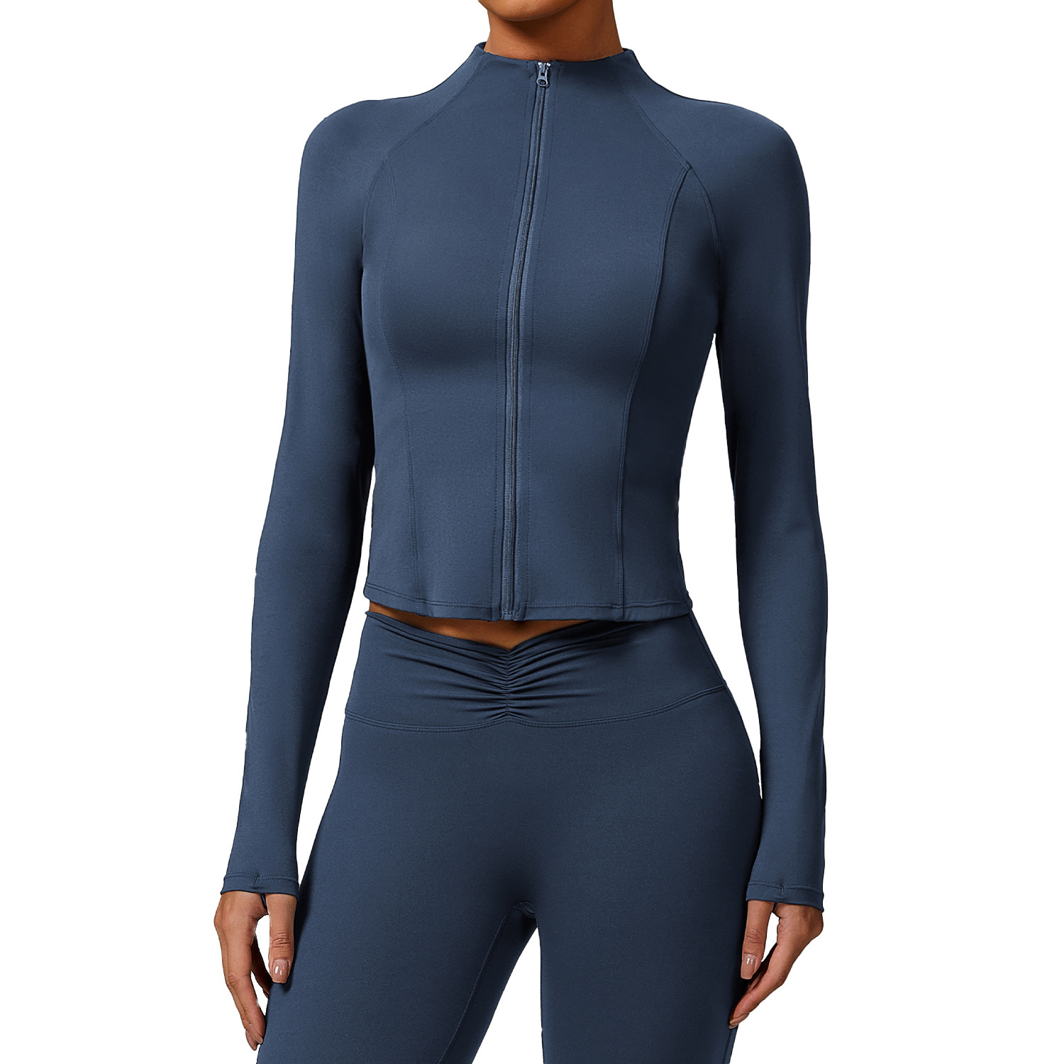 Stand Collar Zipped Sports Coat - Image 5