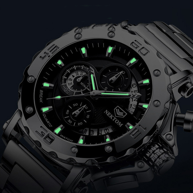 Heavy Steel Band Luminous Quartz Watch - Image 4