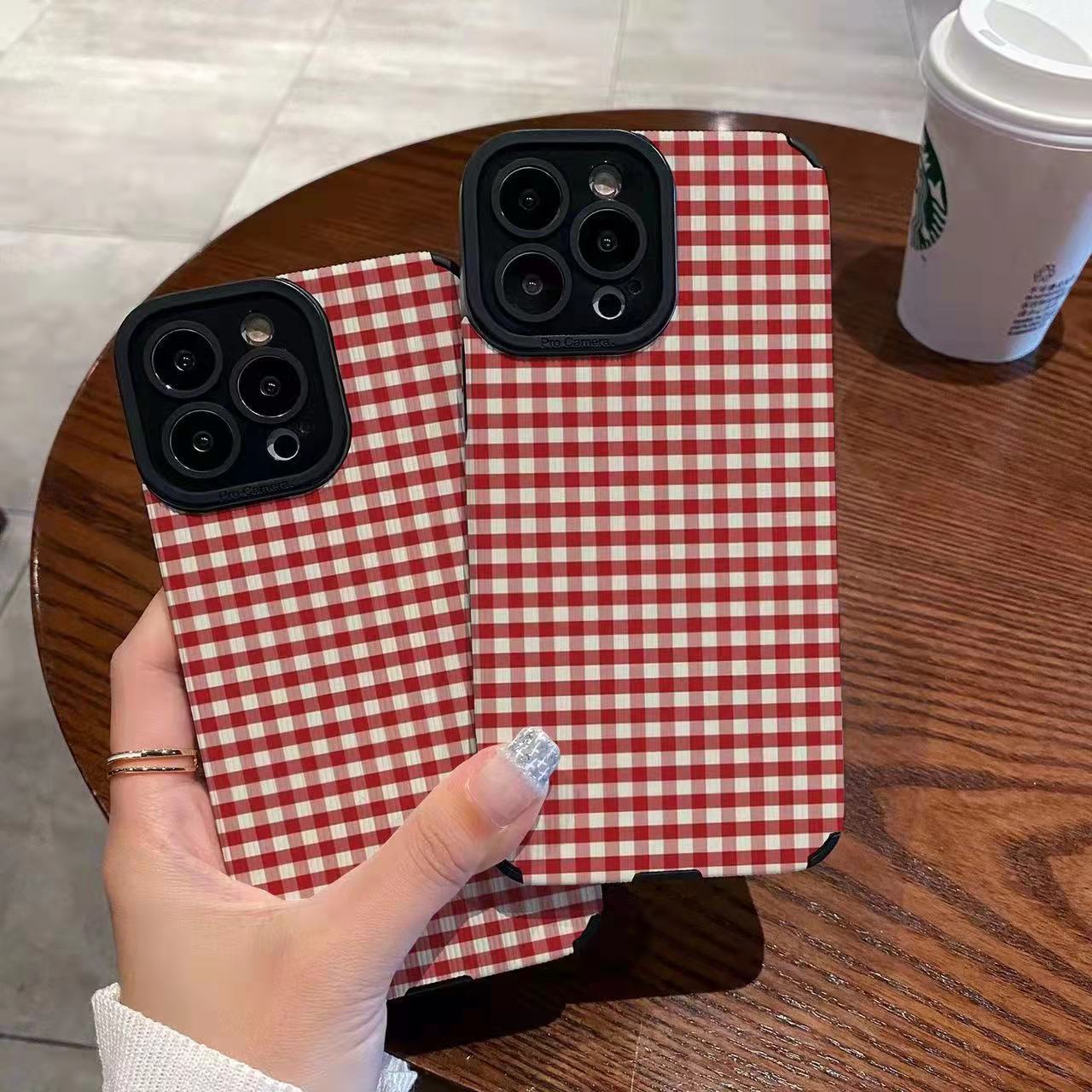Lambskin Fully-Encased Soft Plaid Phone Case - Image 2