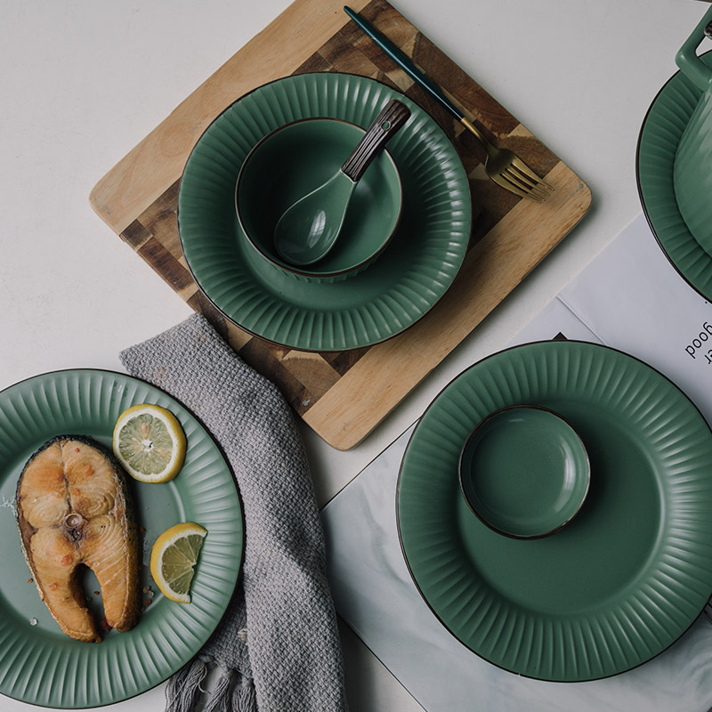Ceramic Green Bowl And Tableware Set