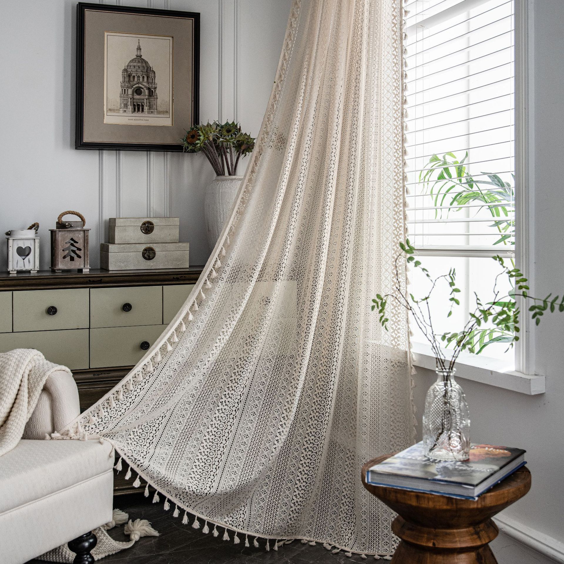 Country Hollow Crochet Curtain