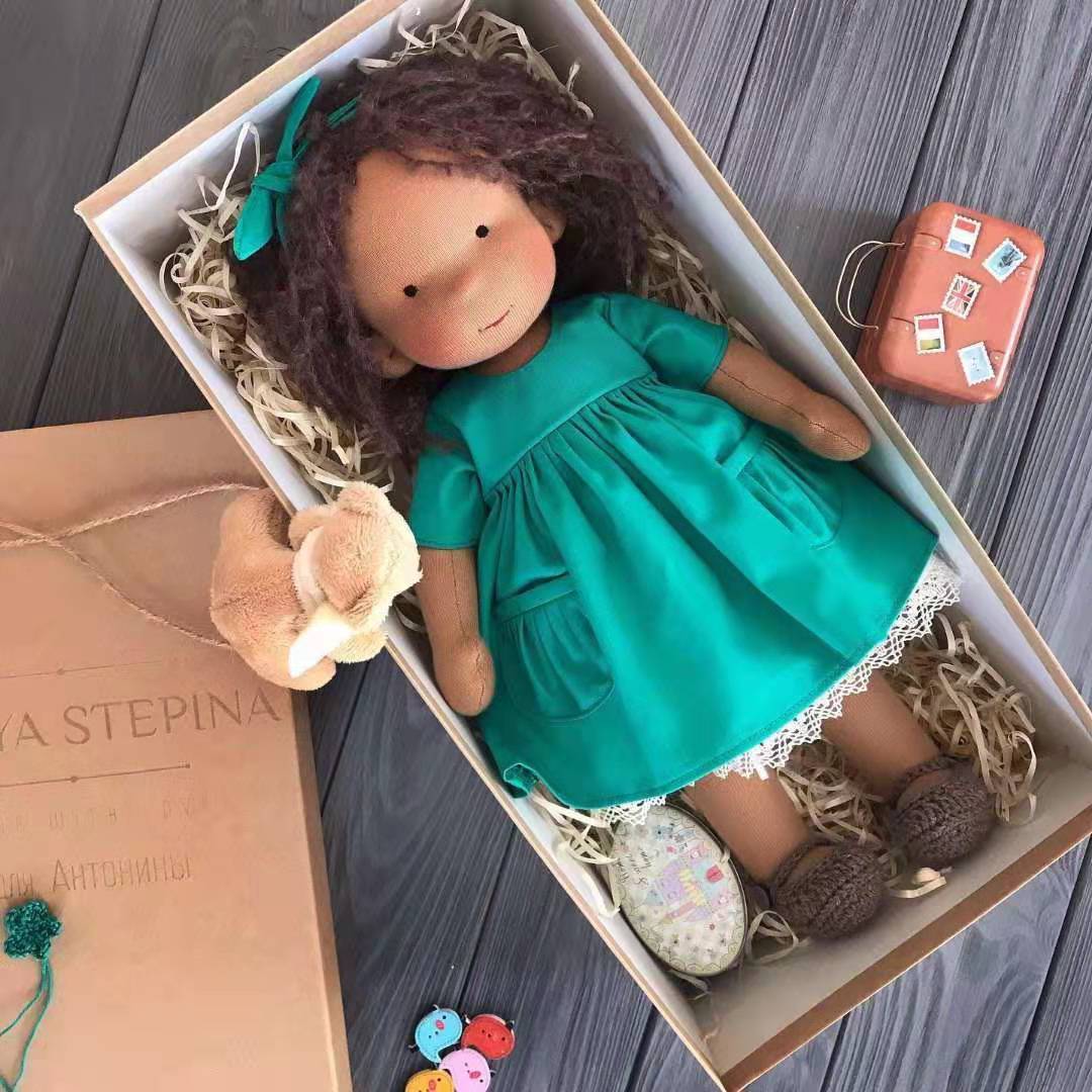 Handmade Plush Golden Curly Girl Doll