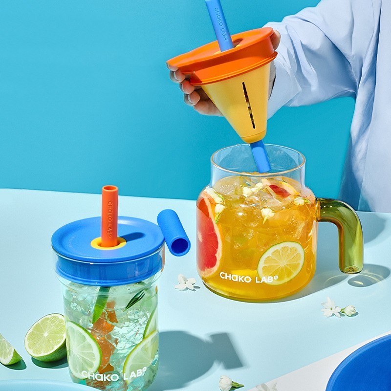 Large Capacity High Resistance Glass Straw Cup