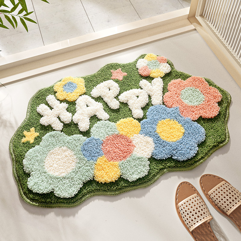 Flowers Home Absorbent Flocking Carpet