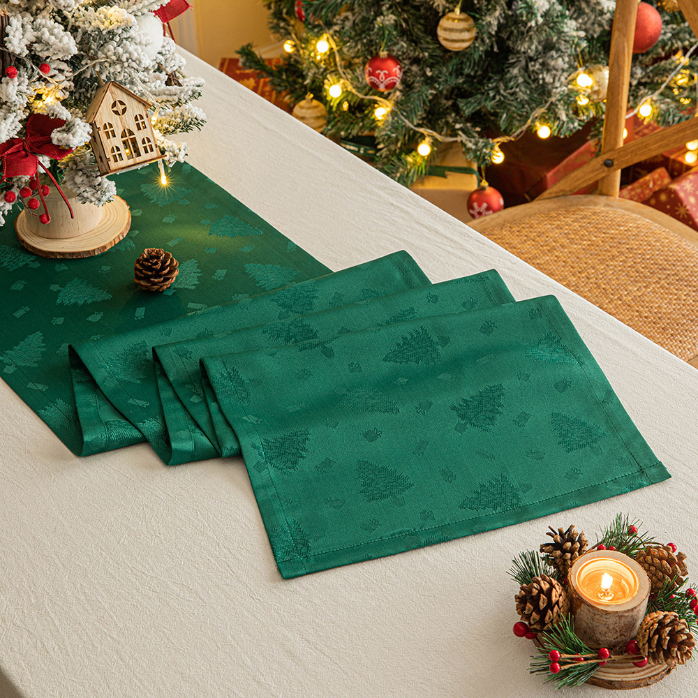 Christmas Jacquard Dark Dining Table Runner