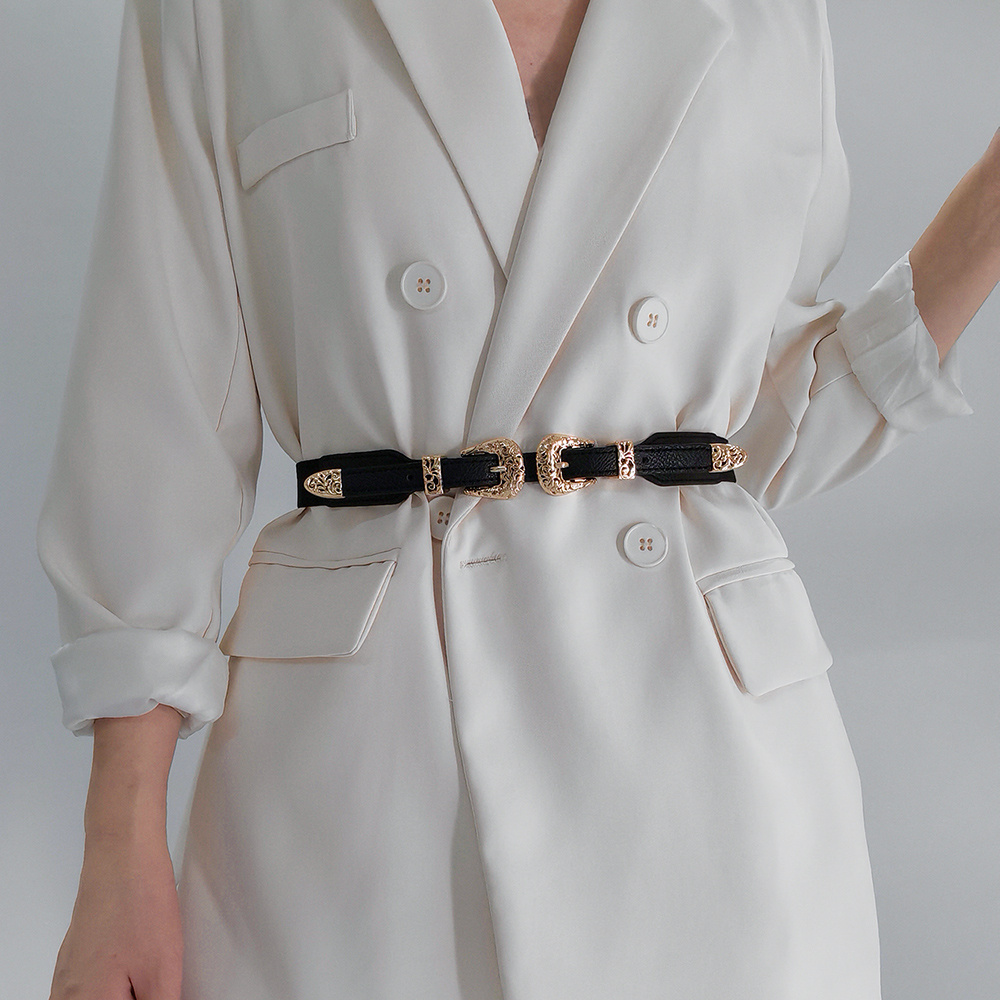 Retro Women's Thin Black Belt - Image 6