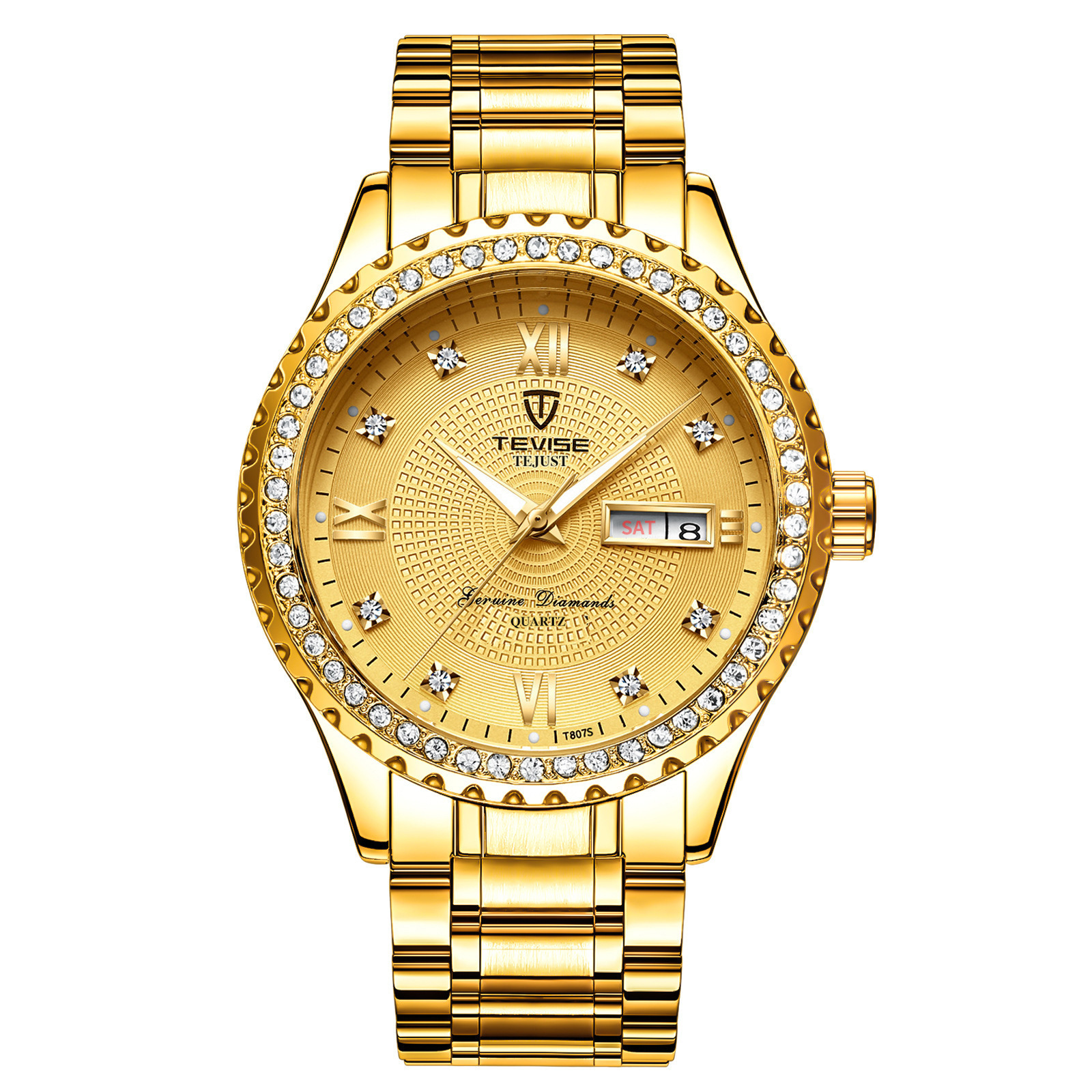 Gold Diamond Minimalist Quartz Wristwatch