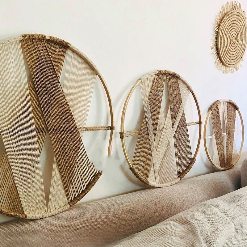 Linen Woven Round Wall Decor Tapestry