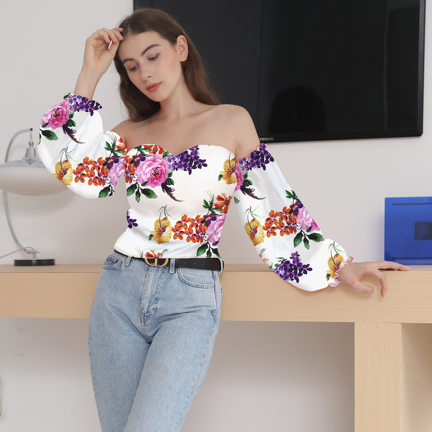 Off Shoulder Collar Wrapped Around Chest