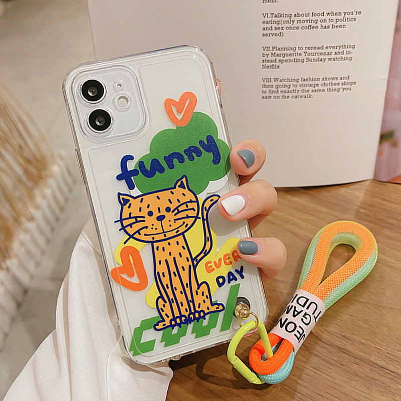 Fluorescent Lanyard Transparent Phone Case