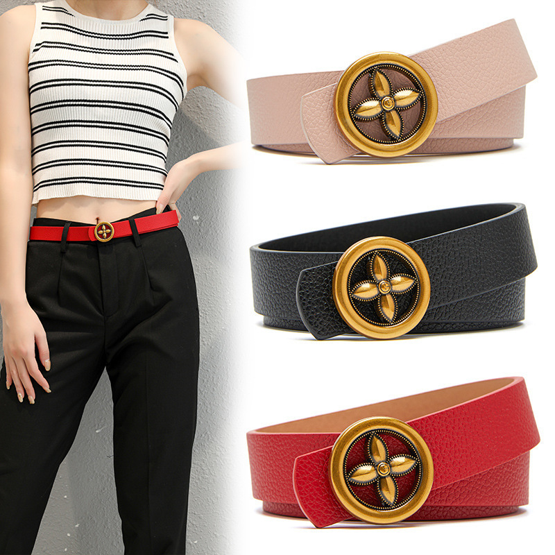 Plum Blossom Round Buckle Belt