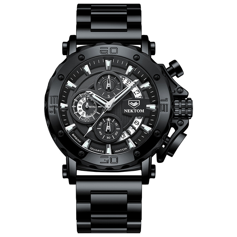Heavy Steel Band Luminous Quartz Watch - Image 5