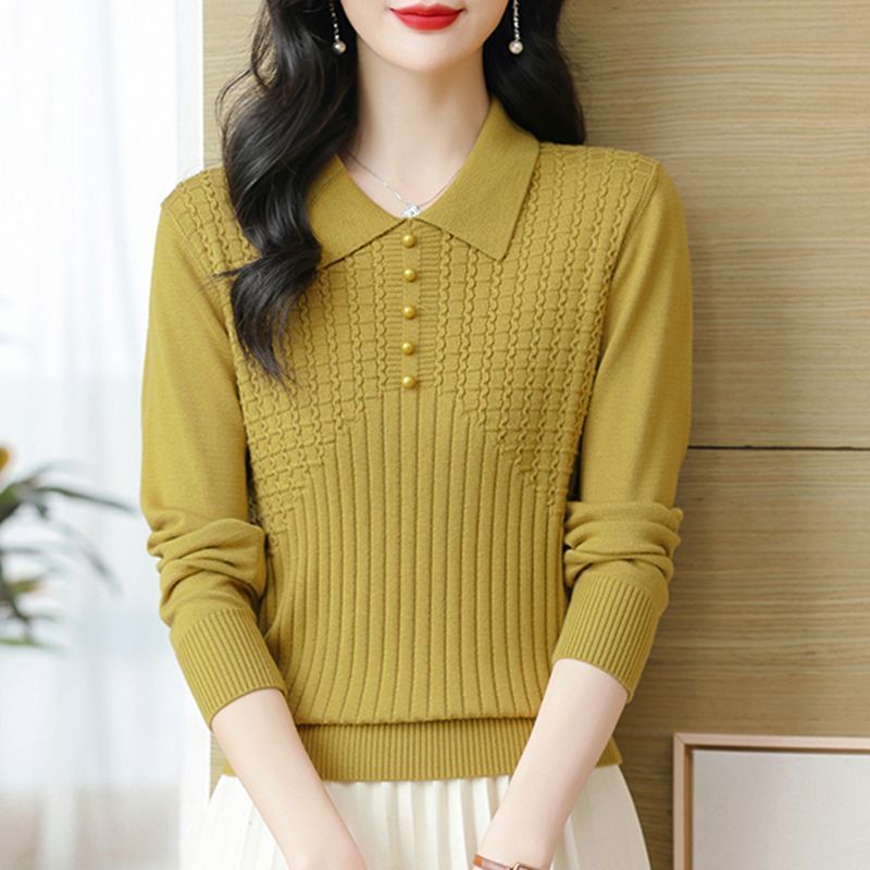 Beaded Lapel Younger Knitwear Sweater