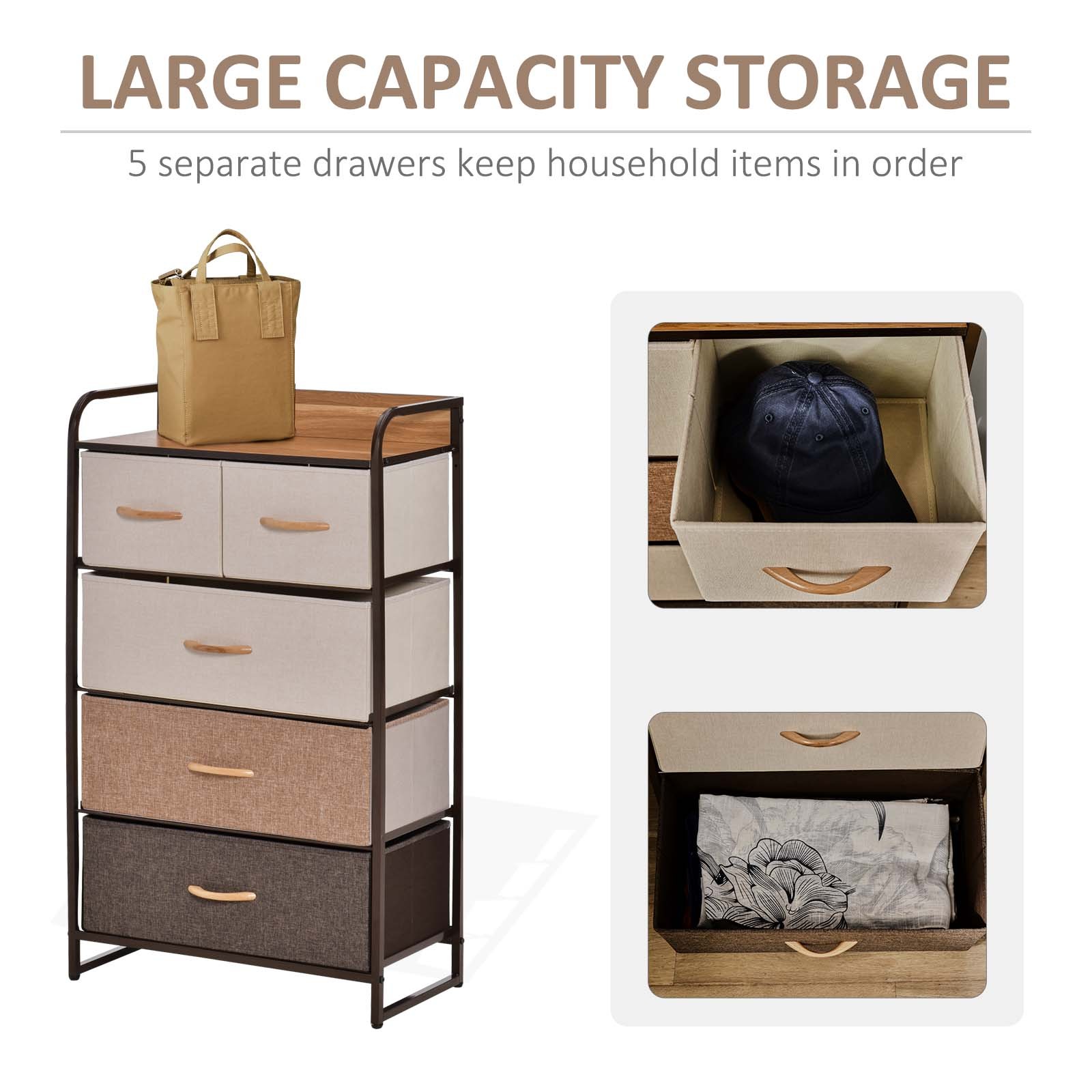5-Chest of Drawers Tower Organizer with Frame - Image 3