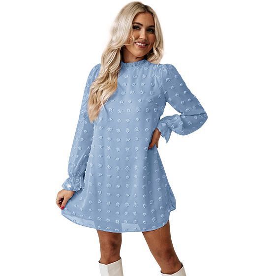 Long-sleeved Bubble Lace Collar Dress Women - Image 7