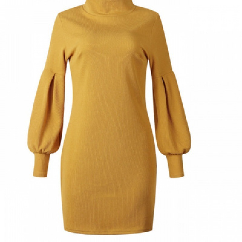 Winter Women's High Collar Knitted Dress - Image 3