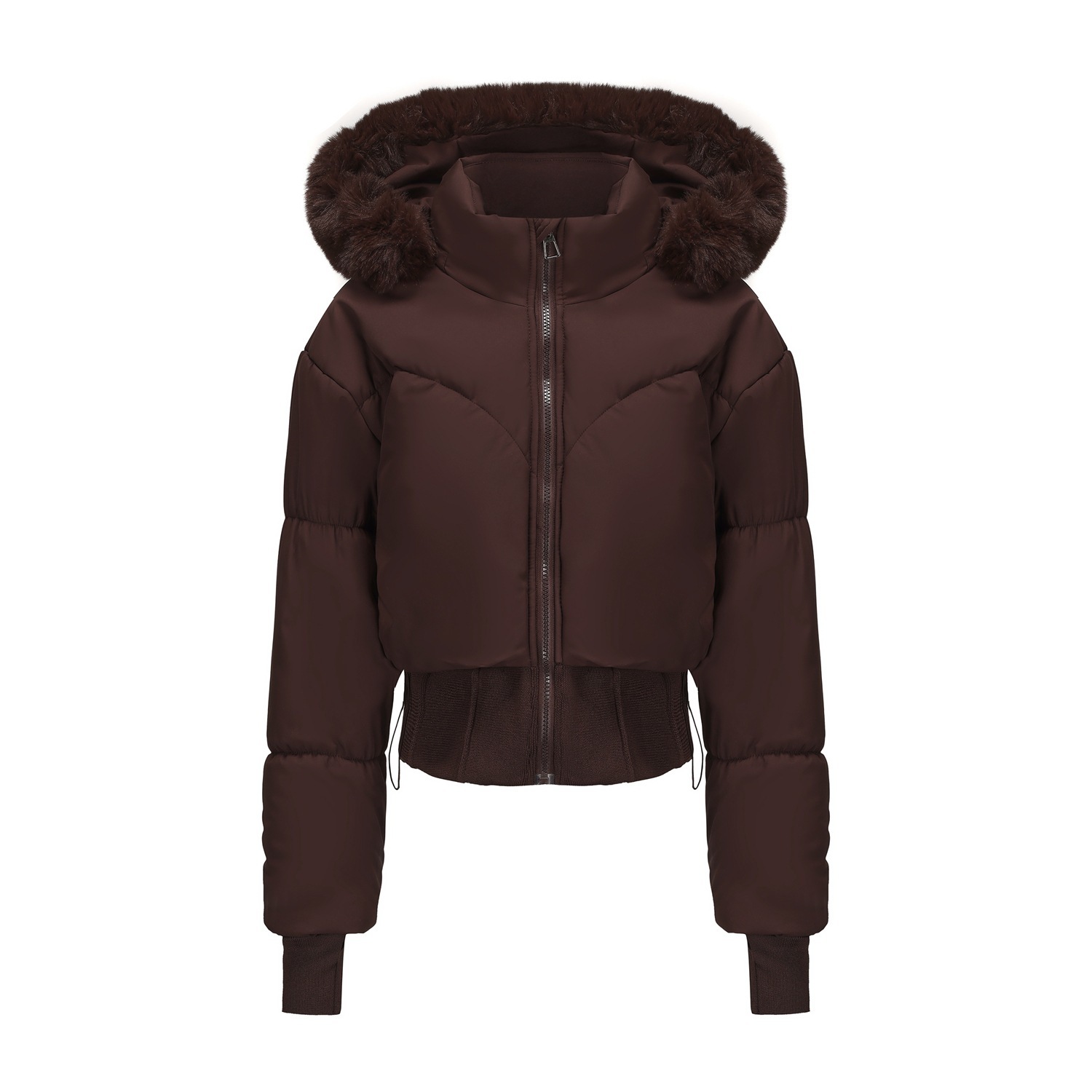 Hooded Large Fur Collar Short Jacket - Image 6